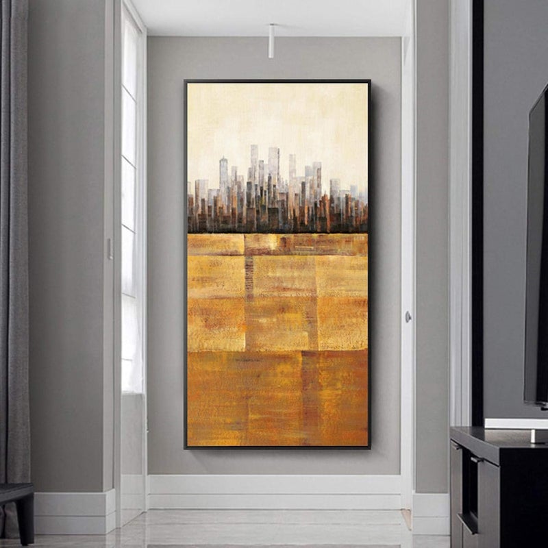Abstract Cityscape Painting Canvas Wall Art - Image 1